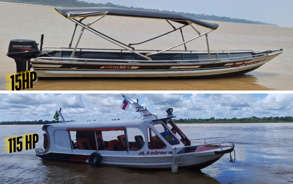 transporte fluvial 15hp e 115hp